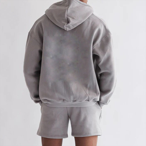 Conjunto de Sudadera con Capucha y Pantalones Cortos de Felpa Gruesa Personalizado para Hombre, Dos Piezas, Estilo Casual Deportivo para Verano - Product Image 2