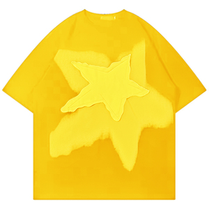 เสื้อยืดครอปทรงหลวมโอเวอร์ไซส์สำหรับผู้ชาย สไตล์วินเทจ สีขาวฟอกยีนส์ แต่งแพทช์ปักลาย  ผ้าฝ้าย 100% น้ำหนัก 300 กรัม - Product Image 2