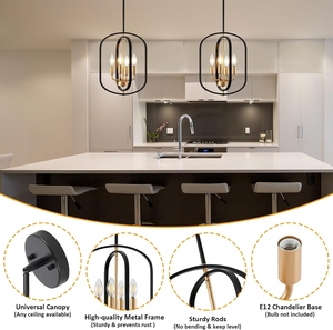 <b>Modern</b> Gold <b>Black</b> Lantern Chandelier Contemporary Metal Hanging Pendant <b>Light</b> Luxury Geometric <b>Ceiling</b> Lamp - Product Image 3