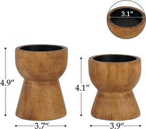 Portavelas de Madera de Mango, Candelabros Rústicos de Madera Maciza, Pedestal para Velas de Pilar, Decoración para Repisa de Chimenea o Centro de Mesa, Color Marrón - Product Image 4