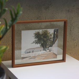 Rosewood Veneer Floating Photo <b>Frame</b>, Double Sided Glass, Pressed Flower Display - Product Image 6