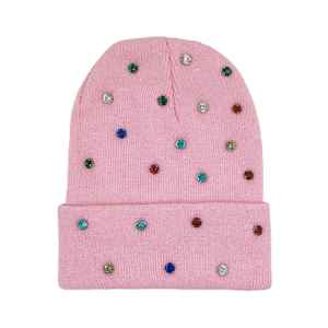 Gorros de lana unisex al por mayor, gorros tejidos con piedras preciosas de 5 mm bordadas a mano en todos los colores, gorros de invierno para exteriores con logotipo personalizado. - Product Image 3