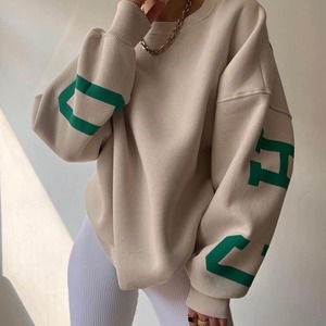 เสื้อสเวตเตอร์คอกลมสีลาเวนเดอร์สำหรับผู้หญิง ปักลายตัวอักษรฮาวาย ทรงปกติ สไตล์ลำลองสำหรับฤดูใบไม้ร่วง - Product Image 5