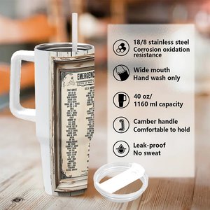 Vaso Personalizado de Acero Inoxidable de 40 oz con Diseño de Números de Emergencia para Uso Corporativo - Product Image 5
