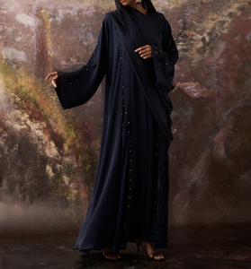 Luxurious Women Kaftan Abaya Dress Handmade Turkish Floor Length Long Sleeve Soft Breathable Polyester Floral Loose Fit - Product Image 3