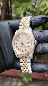 Montre-bracelet pour homme en acier inoxydable, ultra-luxe, à quartz, avec lunette et cadran sertis de diamants Moissanite, idéale pour les affaires et les soirées - Product Image 2