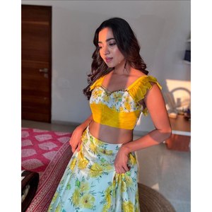 Beautiful A-Line Lehenga Choli with Real Mirror Work Natural Waistline for Party Wear - Product Image 2