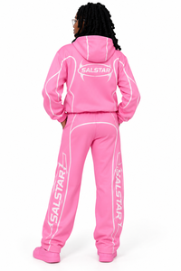 Conjunto Deportivo Personalizado para Mujer, Color Rosa, con Logotipos de Marca Personalizados, Venta al Por Mayor, Sublimación, Sudadera con Capucha y Pantalones Deportivos - Product Image 4