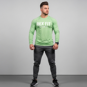 REXFIT SPORTS Camisetas Deportivas Casuales de Manga Larga para Hombre, Tejido Transpirable, Fabricante de Ropa OEM - Product Image 1