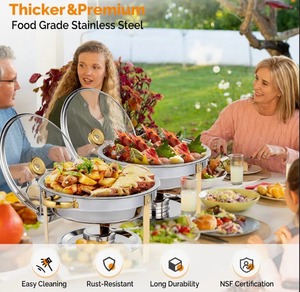 Recipiente redondo de lujo para buffet de 9 cuartos, calentador de alimentos de acero inoxidable al mejor precio - Product Image 2