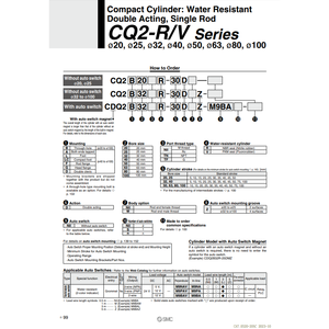 Cylindre compact SMC CQ2B32R-25DZ pièces pneumatiques - Product Image 2