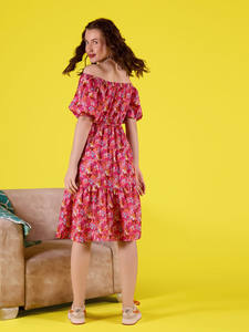 Vestido Midi de Verano con Estampado Floral, Diseño Más Vendido 2026, Ecológico, Cintura Natural, Mangas Cortas, para Mujer, Talla Grande - Product Image 2