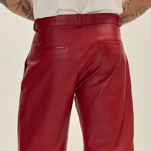 Made in Pakistan <b>Men</b> Leather <b>Shorts</b> Eco-Friendly Solid <b>Pattern</b> High Street Style Knee Length Low Price - Product Image 4