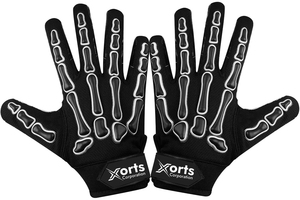Sweat-Wicking Youth American Football Gloves Wide Receiver Injected Skeleton Bones Design Breathable <b>Hook</b> Loop Closure Unisex - Product Image 2