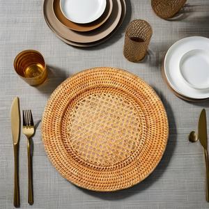 จานที่ชาร์จหวายธรรมชาติที่สวยงามสำหรับจัดโต๊ะสไตล์งานฝีมือที่เป็นมิตรต่อสิ่งแวดล้อมสำหรับลูกค้าขายส่งเวียดนาม - Product Image 1