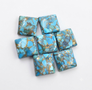 Cabochon carré en turquoise cuivrée bleue, pierre précieuse en vrac pour la fabrication de bijoux - Product Image 4
