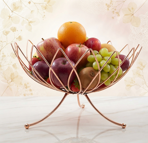 Corbeille à fruits en fil de cuivre, bol moderne en métal, récipient de rangement pour la cuisine, porte-fruits - Product Image 1