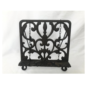 Stylish Iron Metal Book Stand with Scroll Design and Chain Accents for Living Room <b>Storage</b> Iron Book Stand - Product Image 3