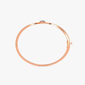 Rose Gold Lab Grown Diamond Minimal Floral Open <b>Bangle</b> <b>Bracelet</b> - Product Image 3