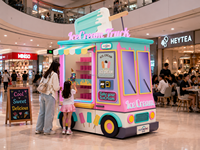 Máquina Expendedora de Helados Comercial, Robot Inteligente, Construcción de Acero Inoxidable, Pantalla Táctil, Monitoreo Remoto