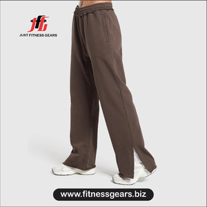 JUST FITNESS GEARS Pantalon large pour femme, taille haute, coupe ample, longueur intégrale, couleur unie, décontracté, en coton, style automne - Product Image 2