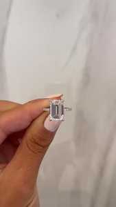 5 Carat Emerald Cut Lab Diamond Engagement <b>Ring</b> for Women | Hidden Halo <b>Solitaire</b> Wedding <b>Ring</b> | Luxury Gold IGI Certified - Product Image 3