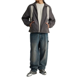 Veste coupe-vent personnalisée avec fermeture éclair, logo brodé, veste de sport rétro en nylon avec passepoil, veste coupe-vent vierge pour l'extérieur - Product Image 4