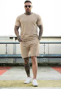 Men Summer 2 Piece Breathable 100% Cotton Casual Shorts <b>Sets</b> Slim Fit Distressed Embroidery - Product Image 6