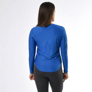 Nueva Camiseta Deportiva de Manga Larga para Mujer, Diseño sin Costuras con Dobladillo Curvo, Ajuste al Cuerpo, 100% Poliéster, Color Sólido, Ropa Deportiva para Gimnasio, Yoga - Product Image 4