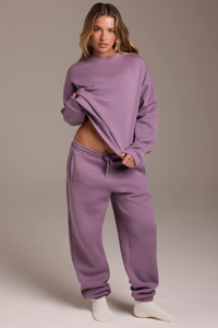 Customized Premium Women's Casual Plus Size 2-Piece <b>Brushed</b> Jersey Breathable Eco-Friendly Fleece Tracksuit Set - Product Image 6
