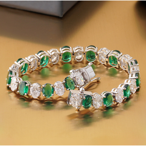 Bracelet tennis ovale 18,06 CT en diamant de laboratoire et zircone cubique, or blanc 14 carats, accessoire de mode - Product Image 4