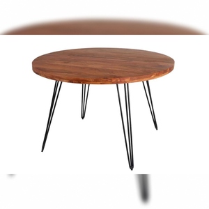 Vandana <b>Rustic</b> Living <b>dining</b> <b>table</b> SCORPION 120cm natural acacia solid <b>wood</b> hairpin legs retro design - Product Image 4
