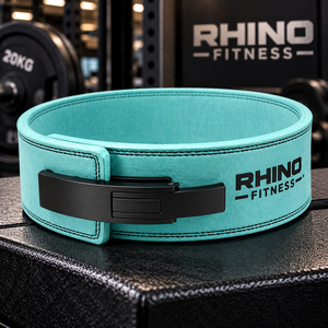 Ceinture de musculation professionnelle en néoprène vert sarcelle Rhino Fitness, protection durable, soutien lombaire réglable pour adultes - Product Image 1