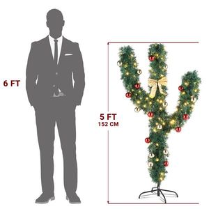 Albero di Natale in PVC da 1,5 m, Accessori Decorativi, 400 Rami a Forma di Cactus, 110 Luci Calde, 8 Modalità, Colore Verde Realistico - Product Image 5
