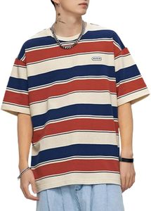 T-shirt décontracté à manches courtes imprimé et rayé pour homme 2026 – Col rond tendance 100 % coton respirant et écologique, coupe classique - Product Image 3