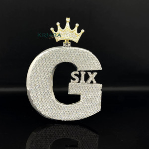 Pendentif lettre G en argent 925 avec moissanite, style luxueux, micro-incrustation, bijoux de style couronne - Product Image 2