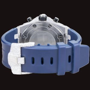 Reloj Unisex de Lujo con Diamantes Moissanite Brillantes Personalizados, Correa de Goma Azul, Certificado, Precio al por Mayor - Product Image 6