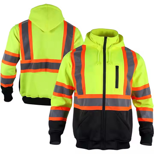 High Visibility Hoodie Reflective Safety Hoodie Hi Vis Sweatshirt Durable Workwear Jacket Zipper Hoodie Industrial Clothing - Product Image 2