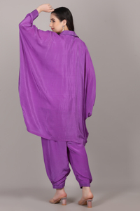 Premium Women Fashion Hub 2pc Crepe Cord set Purple colour <b>Kaftan</b> with Beads work For Elegant Fashion Lovers - Product Image 3