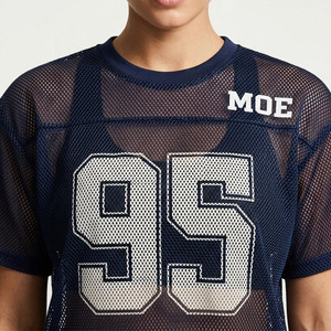 Camiseta de malla personalizada estilo Y2K transparente de alta calidad para mujer, jersey de fútbol americano OEM - Product Image 2