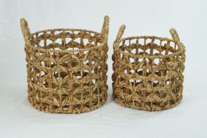 THE LINKS SERIES Natural <b>Wicker</b> Plant <b>Basket</b> Seagrass Water Hyacinth <b>Basket</b> Storage At Home Vanity Organizer - Product Image 6
