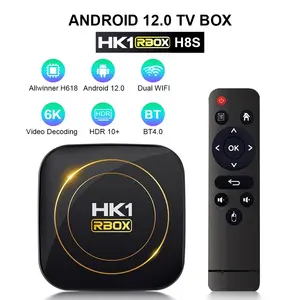 جهاز تلفاز Umelody HK1 Rbox H8S Android 12 ، جهاز تلفاز Allwinner H618 2G 4G RAM 16G 32G 64G ROM 5G WiFi مزدوج 4K رباعي النواة صندوق علوي HK1RBOX