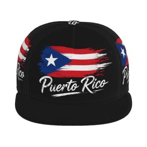 Casquette Snapback Drapeau Porto Rico Noire 6 Panneaux Réglable Unisexe Style Urbain Impression par Transfert Thermique sur le Panneau Avant - Product Image 1