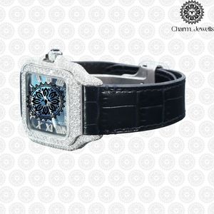 Montre de luxe Charm Jewells en acier inoxydable, boîtier de 40 mm, mouvement mécanique analogique, date automatique, mode vintage pour homme, accents de diamants - Product Image 4