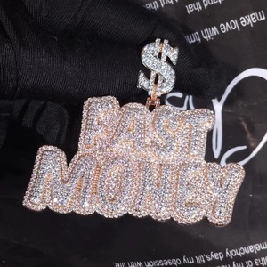 925 <b>Silver</b> Rose Gold Plated Moissanite <b>Pendant</b> Hip Hop Style Two Tone Letter <b>Pendant</b> Pass Diamond Tester <b>Initial</b> Letter <b>Pendant</b> - Product Image 3