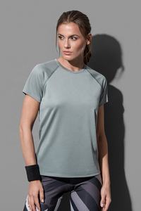 T-shirt à manches courtes raglan grande taille pour femmes respectueux de l'environnement coton doux polyester viscose mélange poids moyen équipage O cou uni - Product Image 5