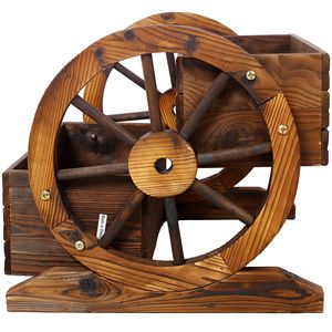 Caja de jardinera de vagón de madera, jardinera de jardín para interiores y exteriores, ruedas para flores, hierbas, verduras, Patio, balcón, carrito de flores decorativo - Product Image 4