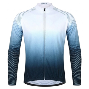 Maillot de cyclisme unisexe à manches longues, veste de vélo coupe-vent à fermeture éclair, séchage rapide, vêtements de cyclisme à dégradé de couleurs - Product Image 2