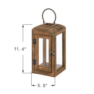 Pine Wood Hurricane Tiered Square <b>Candle</b> Lantern Holder Handmade Rustic Farmhouse Wedding Home Decor Wholesale Moradabad - Product Image 5