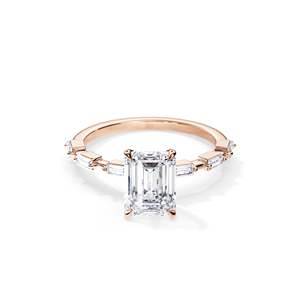Anillo de compromiso de oro de 14k para mujer con diamante de corte radiante y engaste de púas estilo floral - Product Image 5